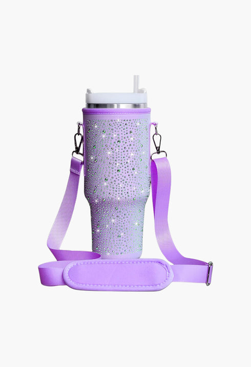 Cup Holder with Strap & Letter Charm - 40 oz - GLAM MODA